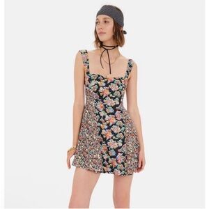 NWT For Love & Lemons Floral Mini Dress Size Small Square Neck Boho cottagecore